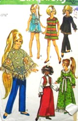 9138 SIMPLICITY CRISSY 17.5", 15.5'' DOLL PONCHO, SKIRT, BOLERO, TOP, DRESS PATTERN  choice